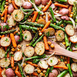 Herbed Potato, Asparagus &amp; Chickpea Sheet Pan Dinner