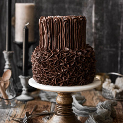 High Altitude Mini Tiered Chocolate Wedding Cake