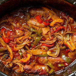 Slow Cooker Sausages, Peppers And Onions