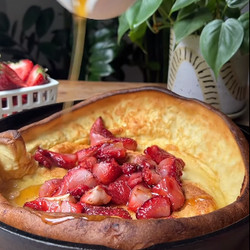 Roasted Strawberry Dutch Baby Pancake