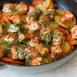 Honey Mustard Salmon Bites And Veggies