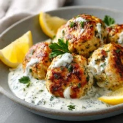 Greek Chicken Meatballs With Homemade Tzatziki Sauce