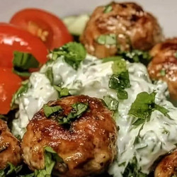 Greek Chicken Meatballs With Homemade Tzatziki
