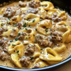 Irresistible 30-minute Creamy One-skillet Beef Stroganoff Tortellini