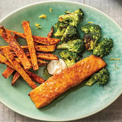 Honey Glazed Salmon With Smoky Sweet Potato Fries