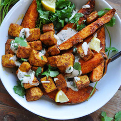 Vegan Moroccan Spiced Sheet Pan Tofu And Sweet Potatoes