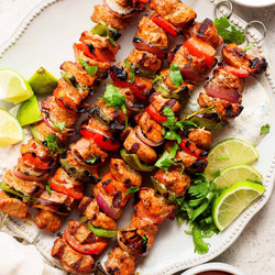 Grilled Charmoula Pork Kabobs With Yogurt Mint Sauce