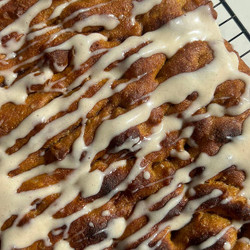 Pumpkin Spice Focaccia With Cream Cheese Icing