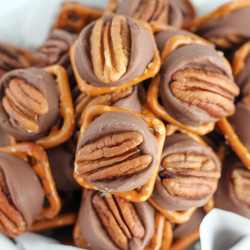 Easy Rolo Pretzel Pecan Bites