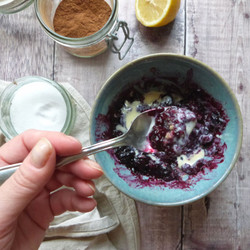 Microwave Blueberry Crumble For One