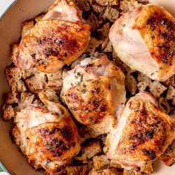 Baked Chicken Thighs With Warm Bread Salad