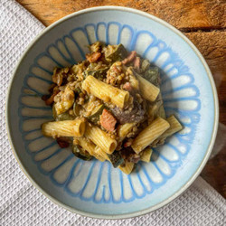 One Pot Bacon And Lentil Pasta