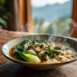 Healing Ginger Garlic Broth With Rice Noodles