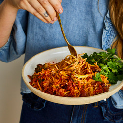 Broccoli &amp; Beans Spaghetti Bake With Tahini sauce