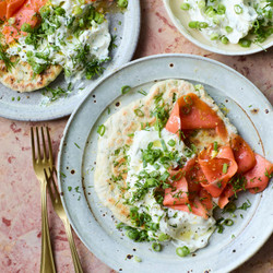 Spring Onion Flatbreads With Smoked Salmon