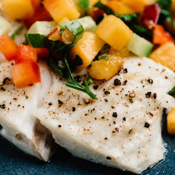 Baked Halibut With Peach Salsa