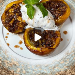 Peaches, Amaretti, Chocolate, Stracciatella Gelato, And Mint