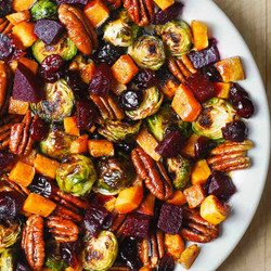 Winter Vegetable Salad With Butternut Squash, Brussels Sprouts, And Beets