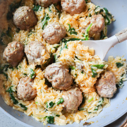 Lemon Basil Turkey Meatballs And Creamy Rice