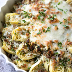 Canned Artichoke Hearts With Parmesan Bread Crumb Topping