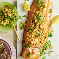 Grilled Salmon With Macadamia Pangrattato