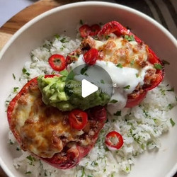 Chipotle Beef Stuffed Peppers + Herby Rice