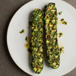 Brined Grilled Zucchini With Mint Salsa Verde
