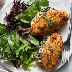 Spinach Feta Pine Nuts Stuffed Chicken (feelgoodfoodie)