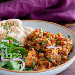 Khada Masala Murg Curry With Baked Tofu