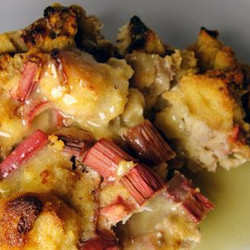 Rhubarb Bread Pudding With Whiskey Sauce Recipe | Cook The Book