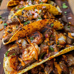 Shrimp And Steak Tacos