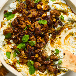 Smashed Beef Kebab w/Cucumber Yogurt