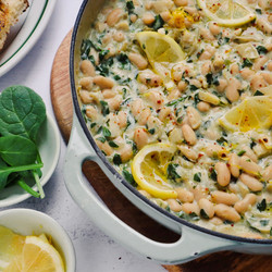 Creamy White Beans With Spinach &amp; Artichokes
