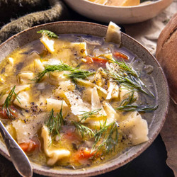 Lemony Pesto Chicken Noodle Soup