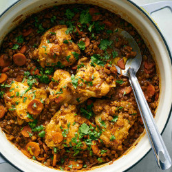 One-pot chicken and lentils