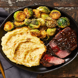 Balsamic &amp; Fig Beef Tenderloin With Garlic Mashed Potatoes &amp; Rosemary Breadcrumb Brussels Sprouts