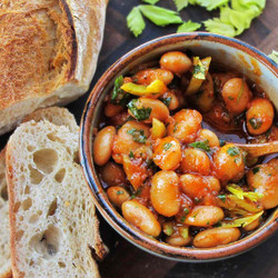 Warm Spanish-Style Giant-Bean Salad With Smoked Paprika &amp; Celery | Serious Eats