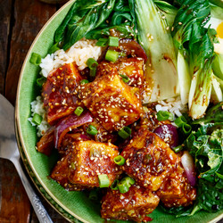 Sticky Sesame Puff Tofu