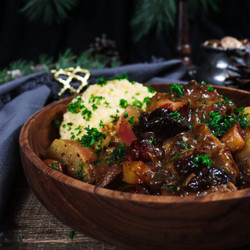 Pork Stew With Bacon, Apples, And Prunes