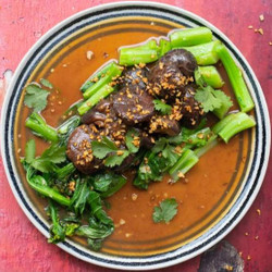 Choy Sum With Braised Mushrooms