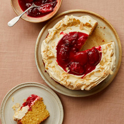 Orange, Almond And Olive Oil Cake With Plum Compote