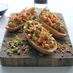 Open-faced Thai Peanut Chicken Sub Sandwiches