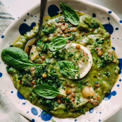 Deep Green Lentil Stew With Spinach, Tahini &amp; Lemon