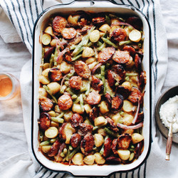 Cheesy Sausage, Green Bean And Potato Bake