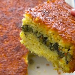 A Spring-inspired Tachin With Peas &amp; Greens (Persian Rice Cake)