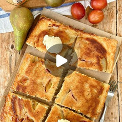 Upside Down Plum And Pear Cobbler Tart