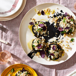 Portobello Mushrooms With Pearled Barley And Preserved Lemon