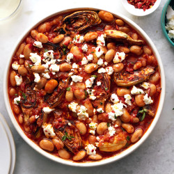 Saucy Beans And Artichoke Hearts | Epicurious