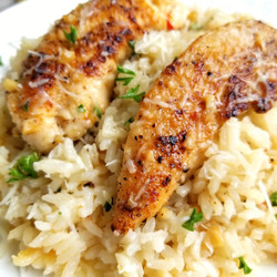Chicken Scampi with Garlic Parmesan Rice