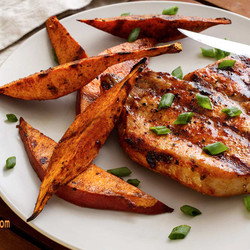 Paleo Grilled Pork Chops &amp; Sweet Potato Wedges | Paleo Newbie